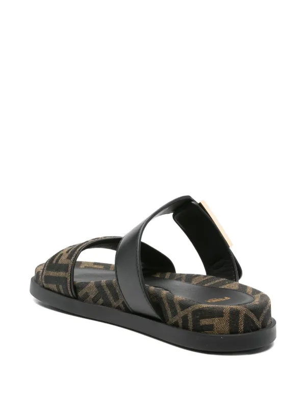 FENDI Feel FF-logo Buckle Sandals Brown FARFETCH IN