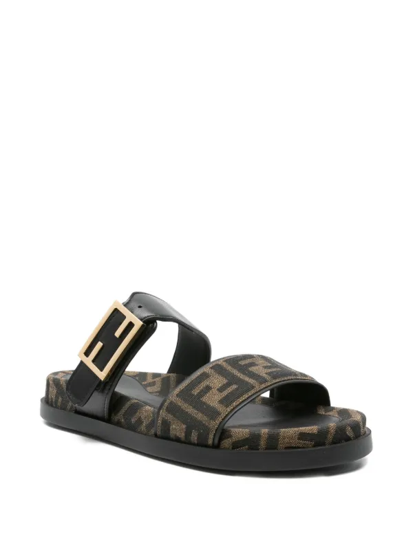 FENDI Feel FF-logo Buckle Sandals | Brown | FARFETCH