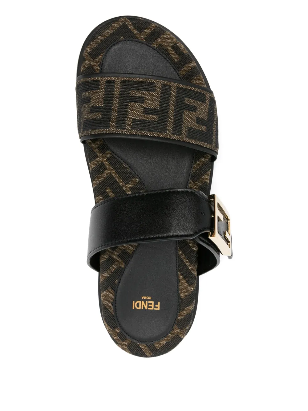 FENDI Feel FF-logo buckle sandals Brown