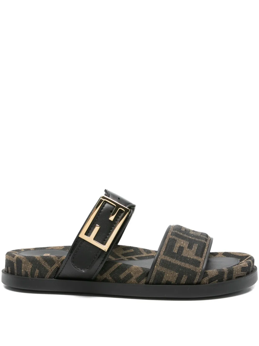 Fendi Feel Ff-logo Buckle Sandals In Brown