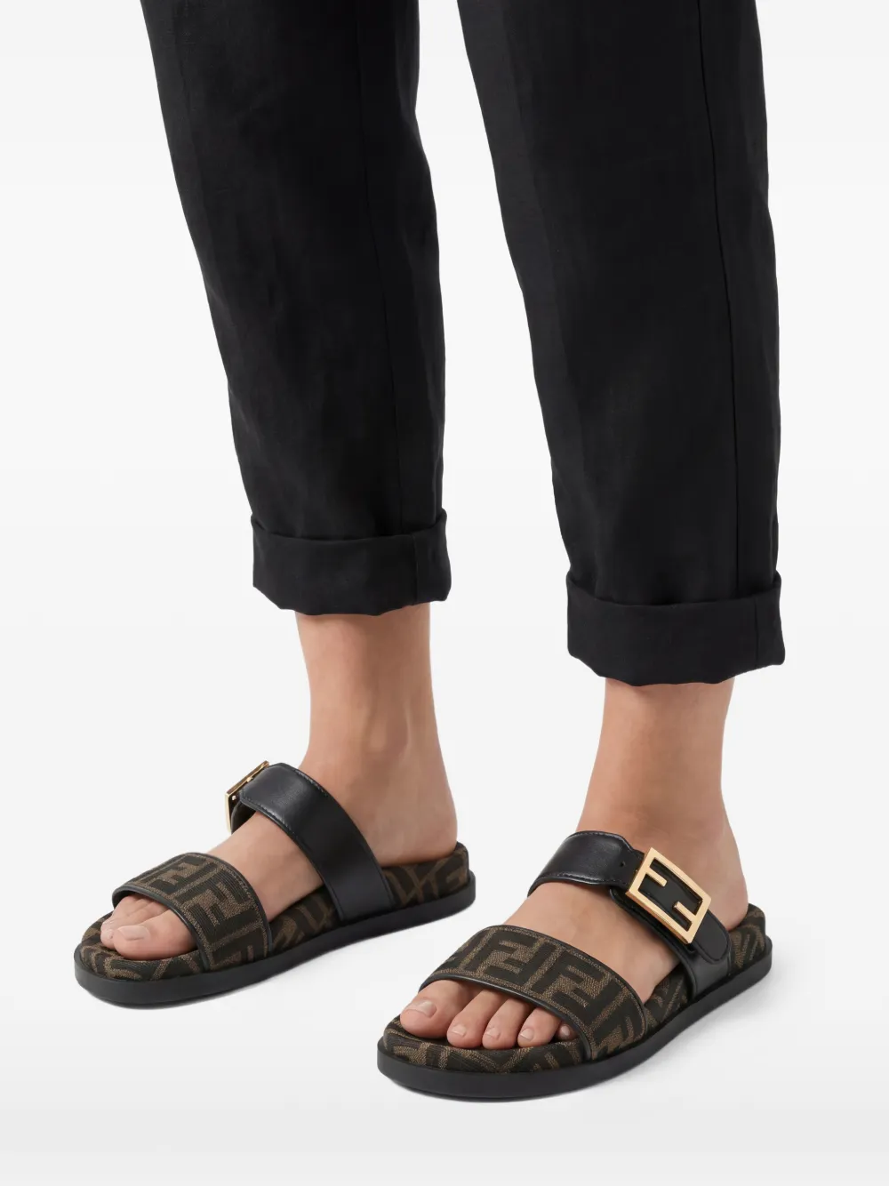 FENDI Feel sandalen met gesp en FF-logo Bruin