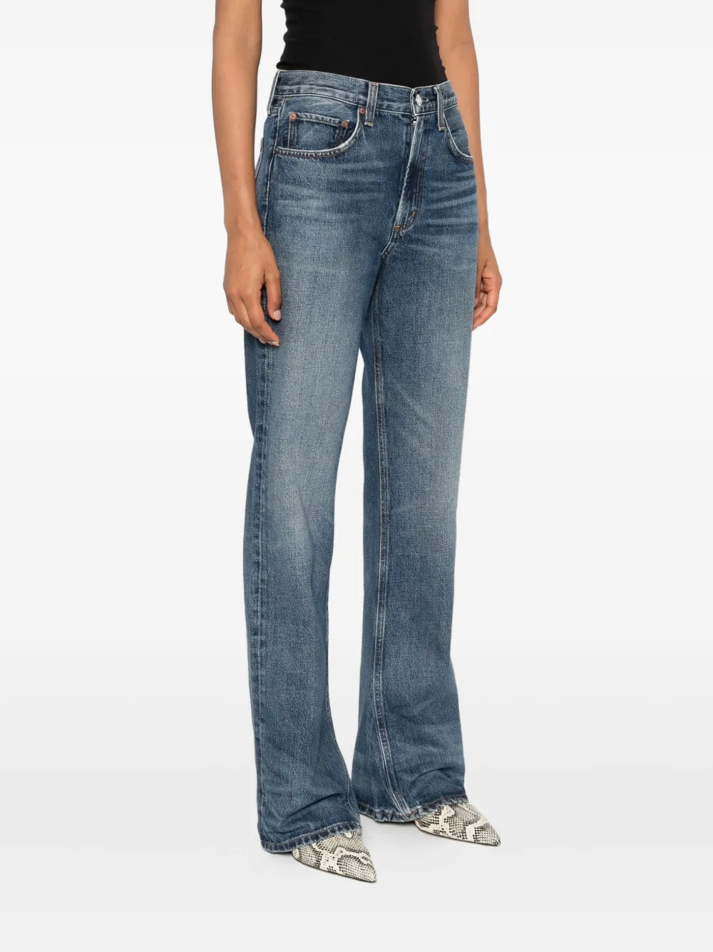 Agolde Flared Regenerative-cotton Jeans In Blue