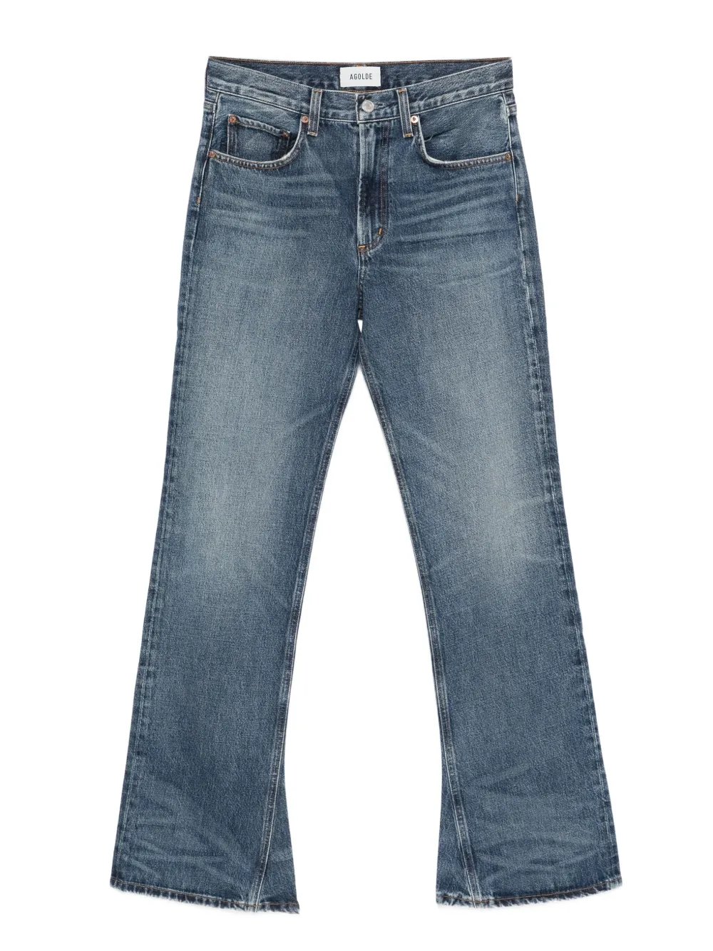 AGOLDE flared regenerative-cotton jeans Blauw