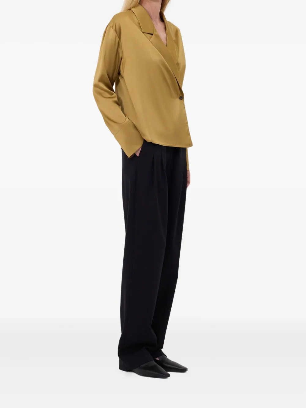 Loulou De Saison Ochre Satin Persia Blouse In Multi