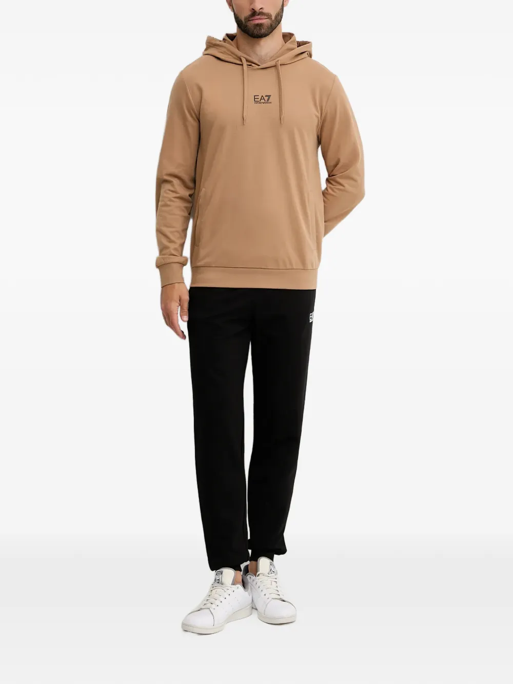 Ea7 Logo-detail Hooded Tracksuit In Neutral