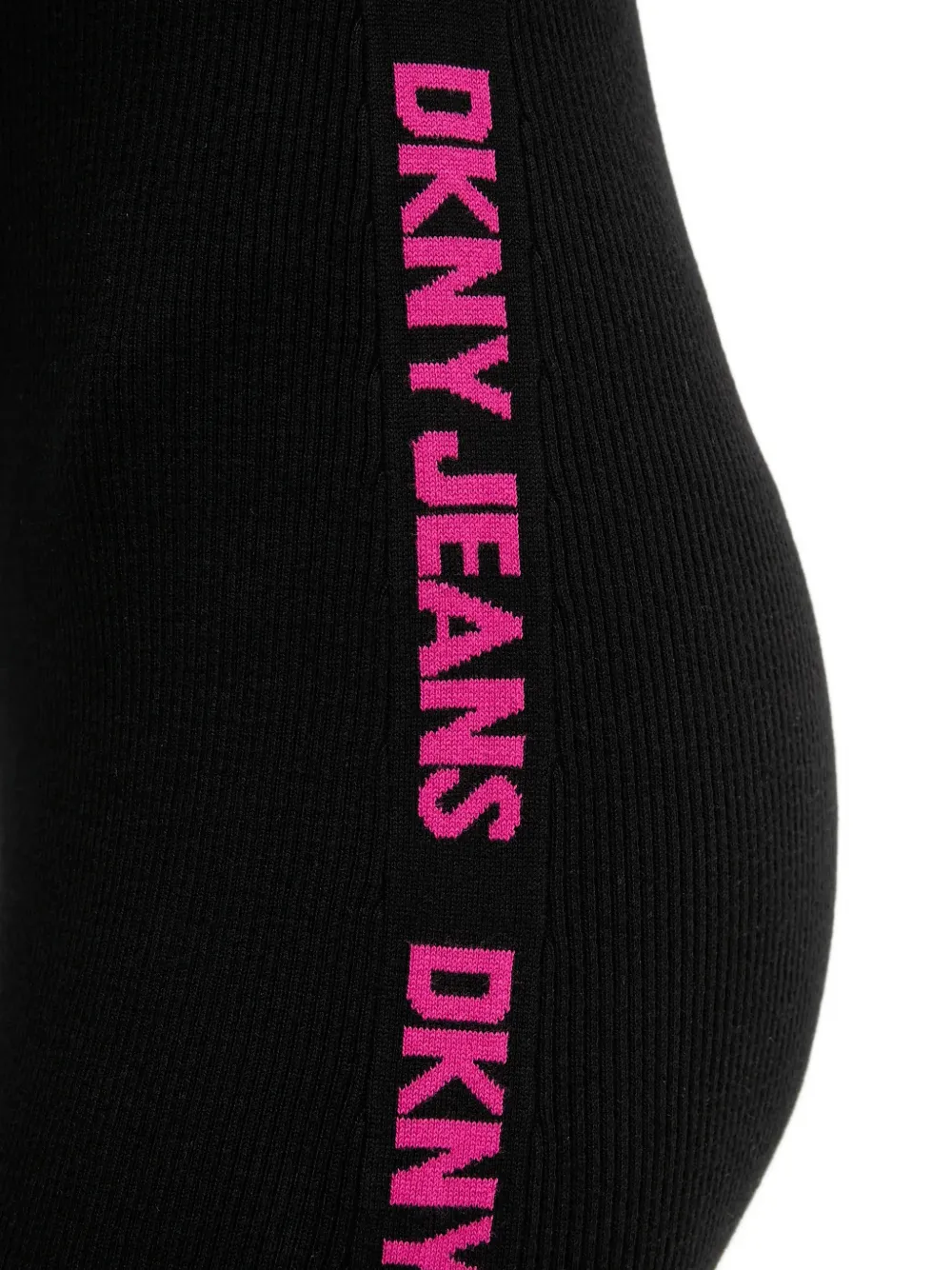 Dkny Ribbed Text-detail Midi Dress In Blue