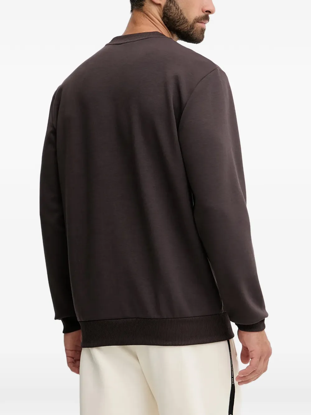 Ea7 Logo-detail Crew-neck Sweatshirt In Brown