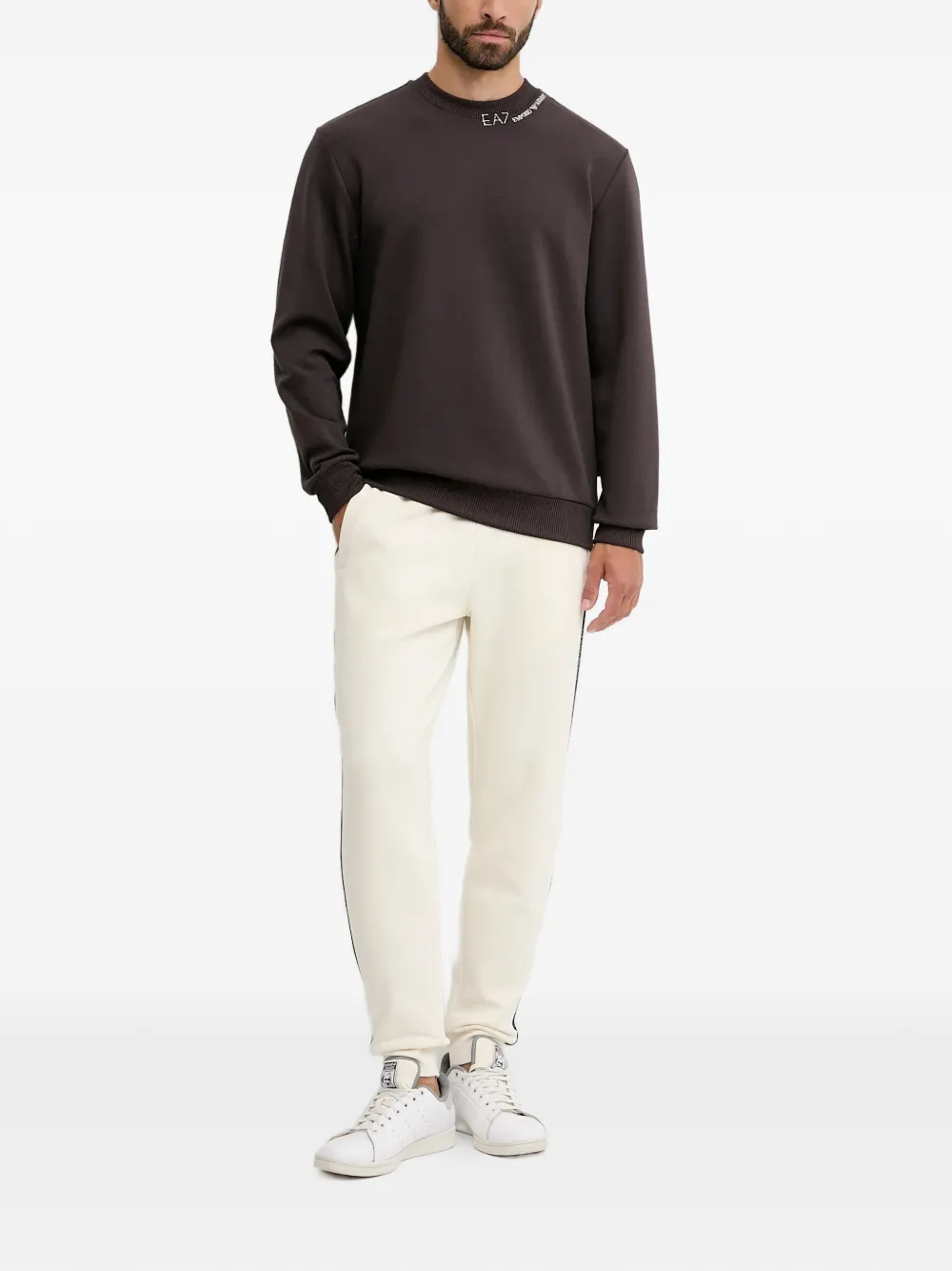Ea7 Emporio Armani logo-detail crew-neck sweatshirt - Bruin