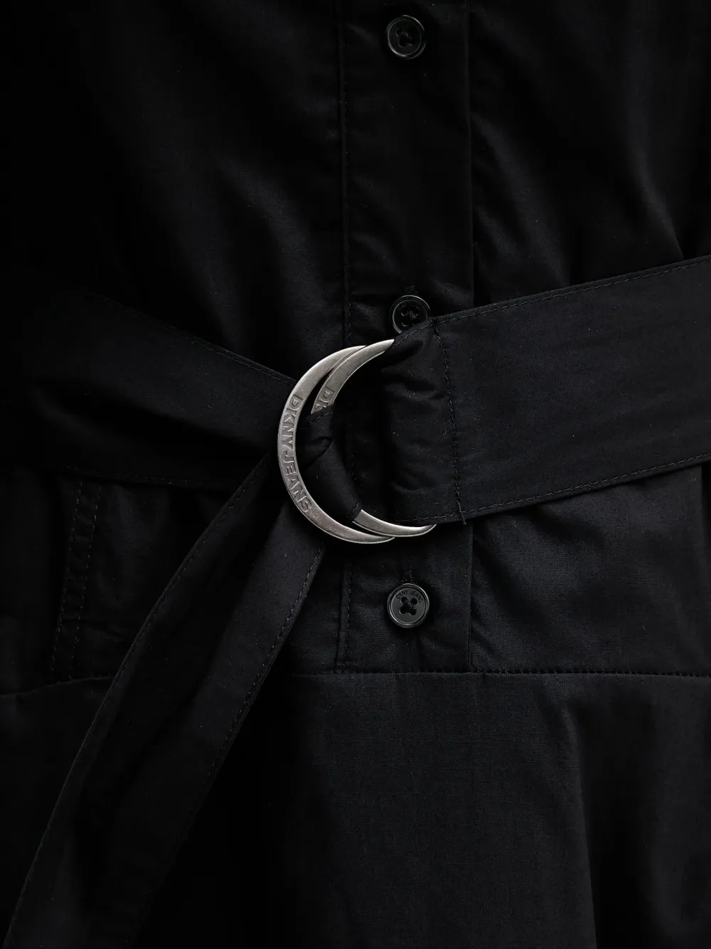 Dkny Belted Short-sleeve Midi Dress In Black