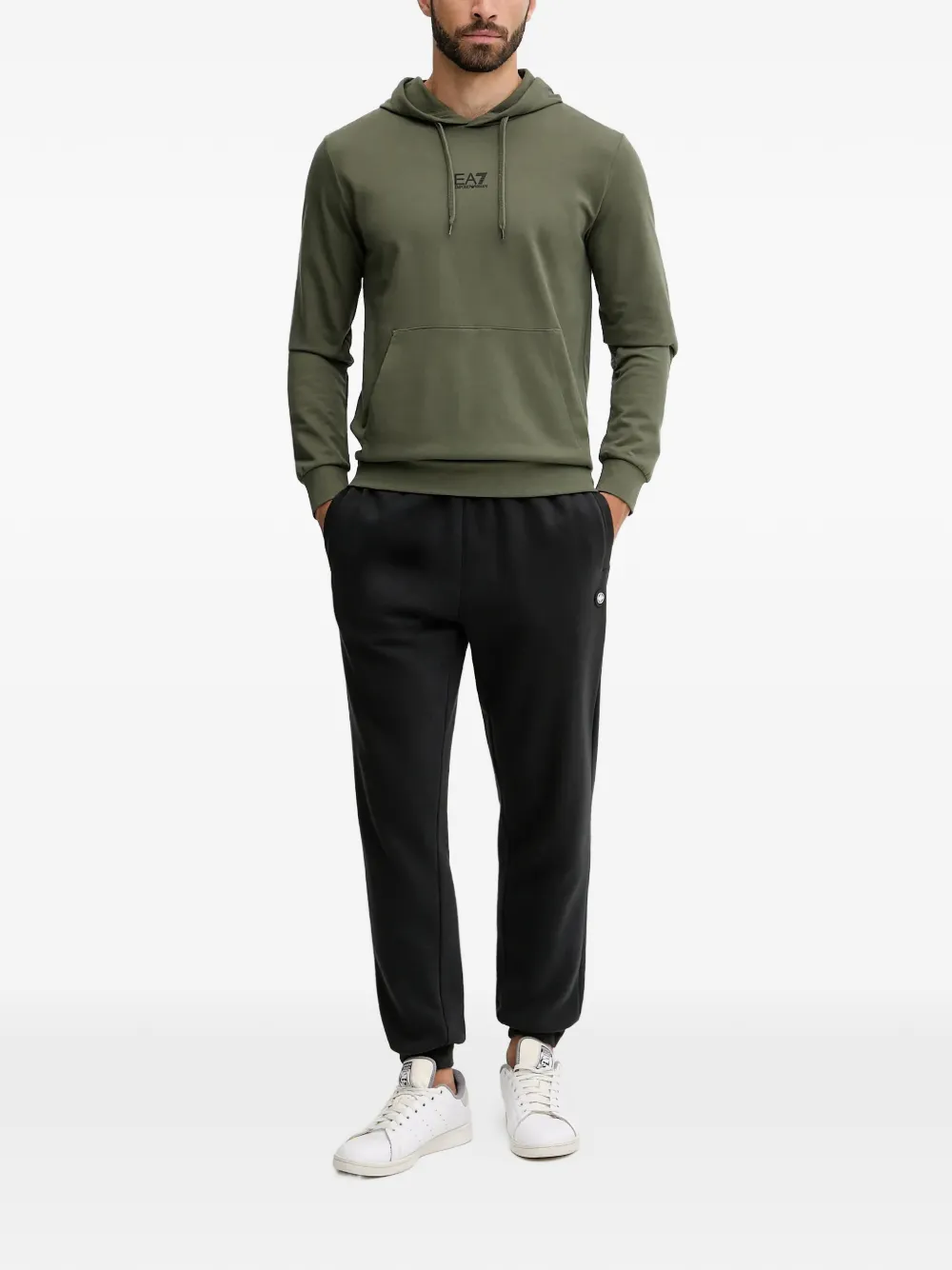 Ea7 Logo-detail Hoodie In Green