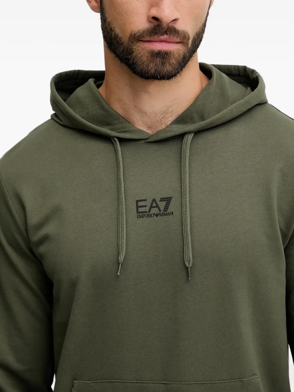 Ea7 Logo-detail Hoodie In Green
