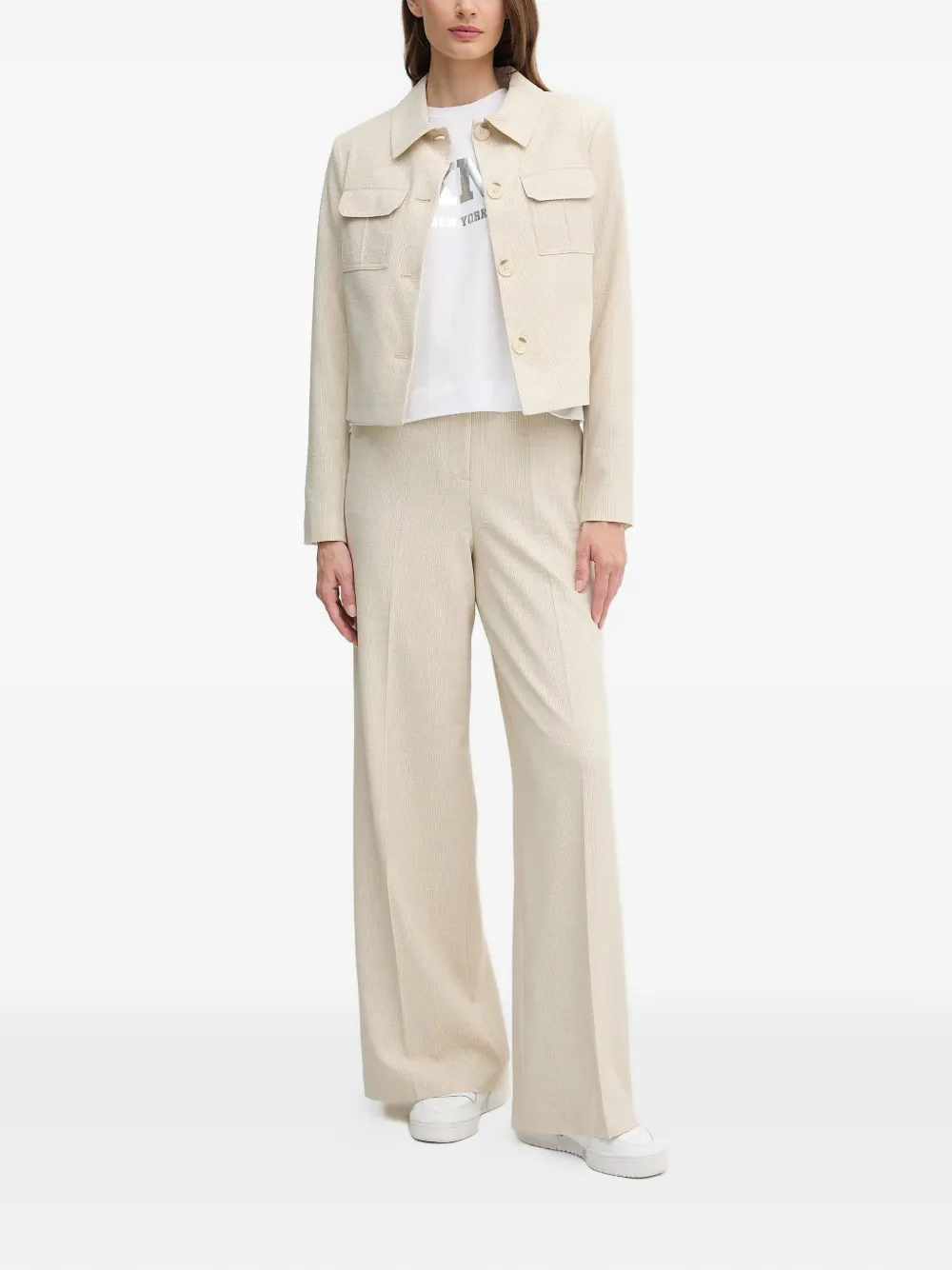 Dkny Flap-pocket Button Shirt Jacket In Neutral