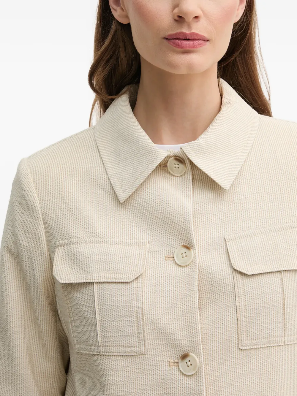 Dkny Flap-pocket Button Shirt Jacket In Neutral