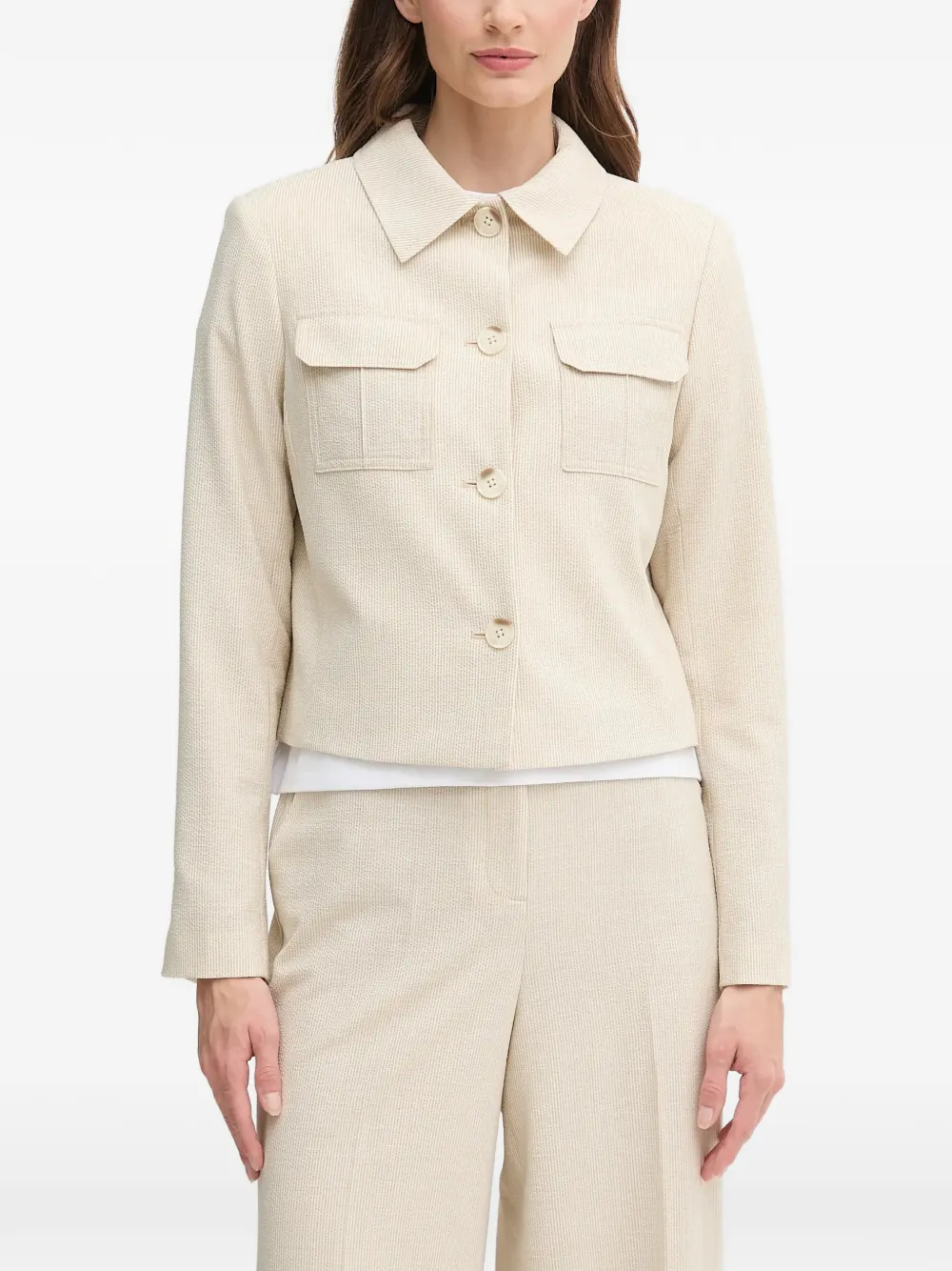 Dkny Flap-pocket Button Shirt Jacket In Neutral