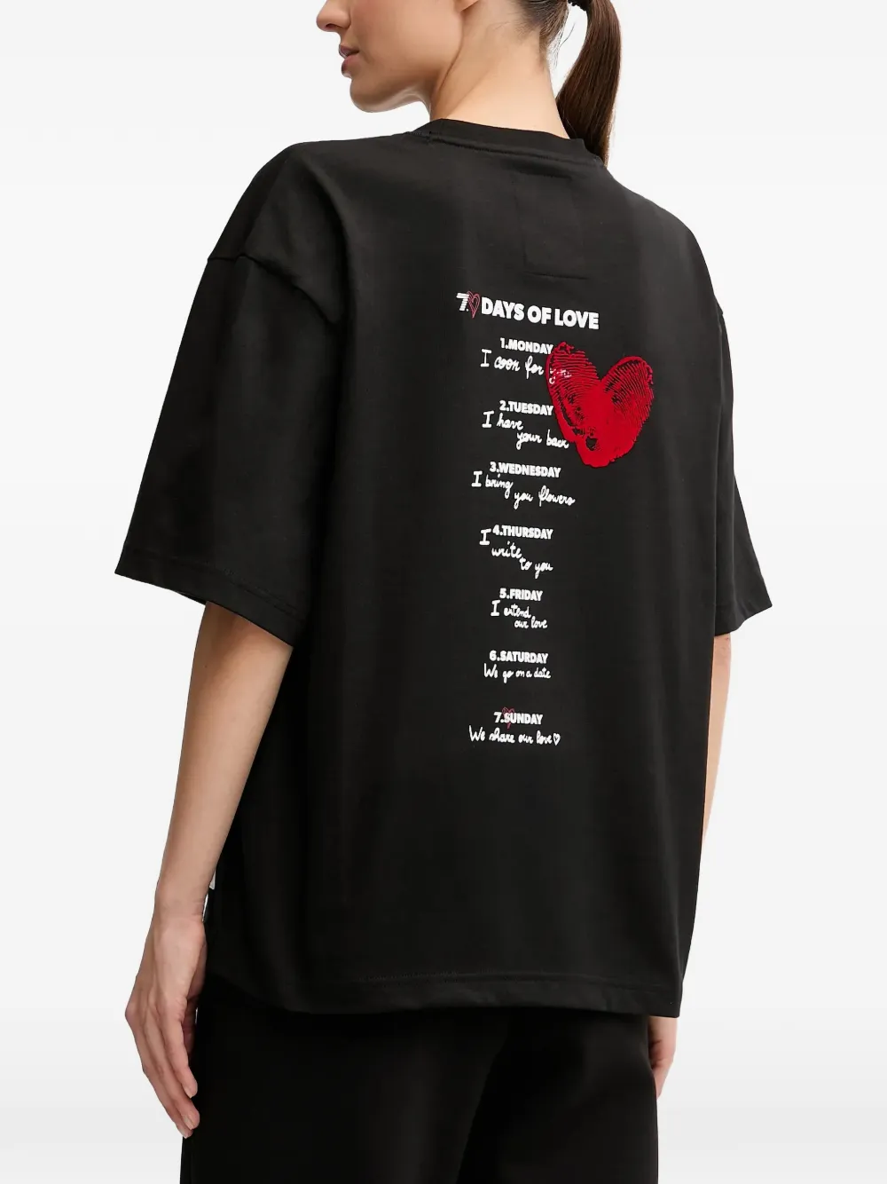 Ea7 Heart-detail T-shirt In Black