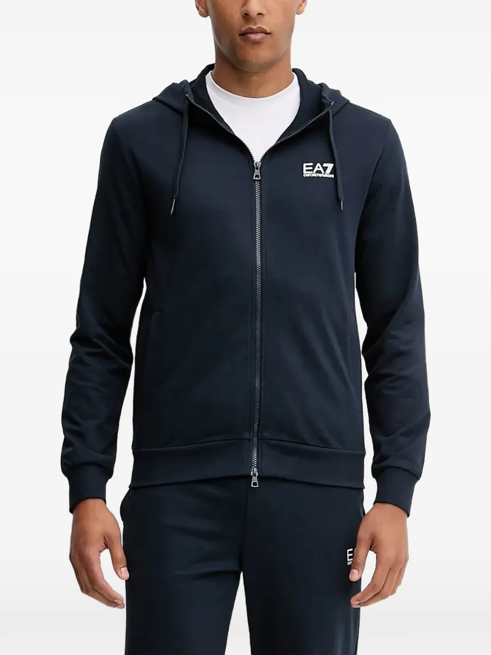 Ea7 Emporio Armani long-sleeve zip-up hoodie Blauw