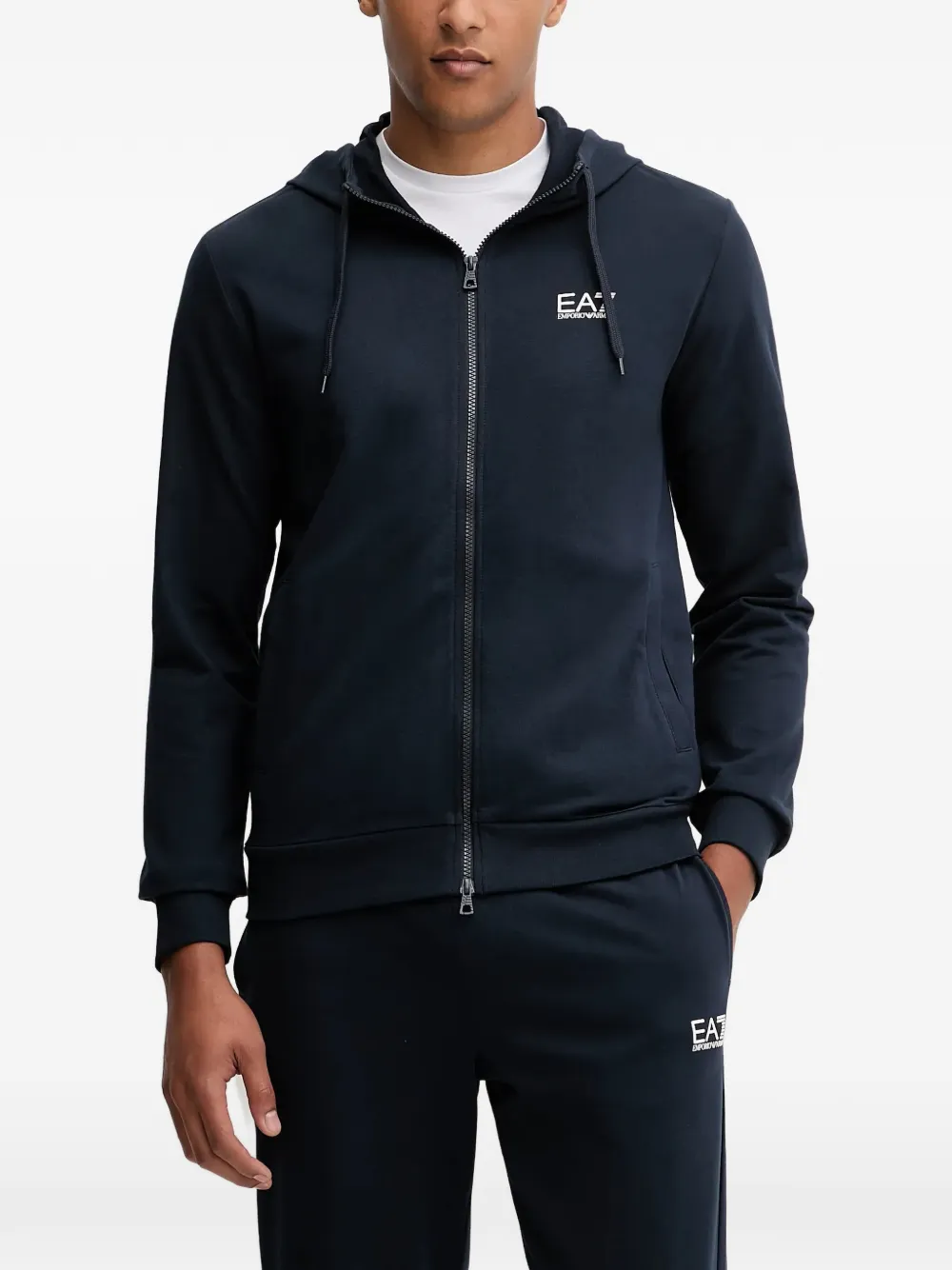 Ea7 Emporio Armani long-sleeve zip-up hoodie Blauw