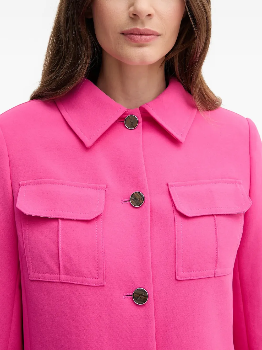 Dkny Button Flap-pocket Jacket In Pink