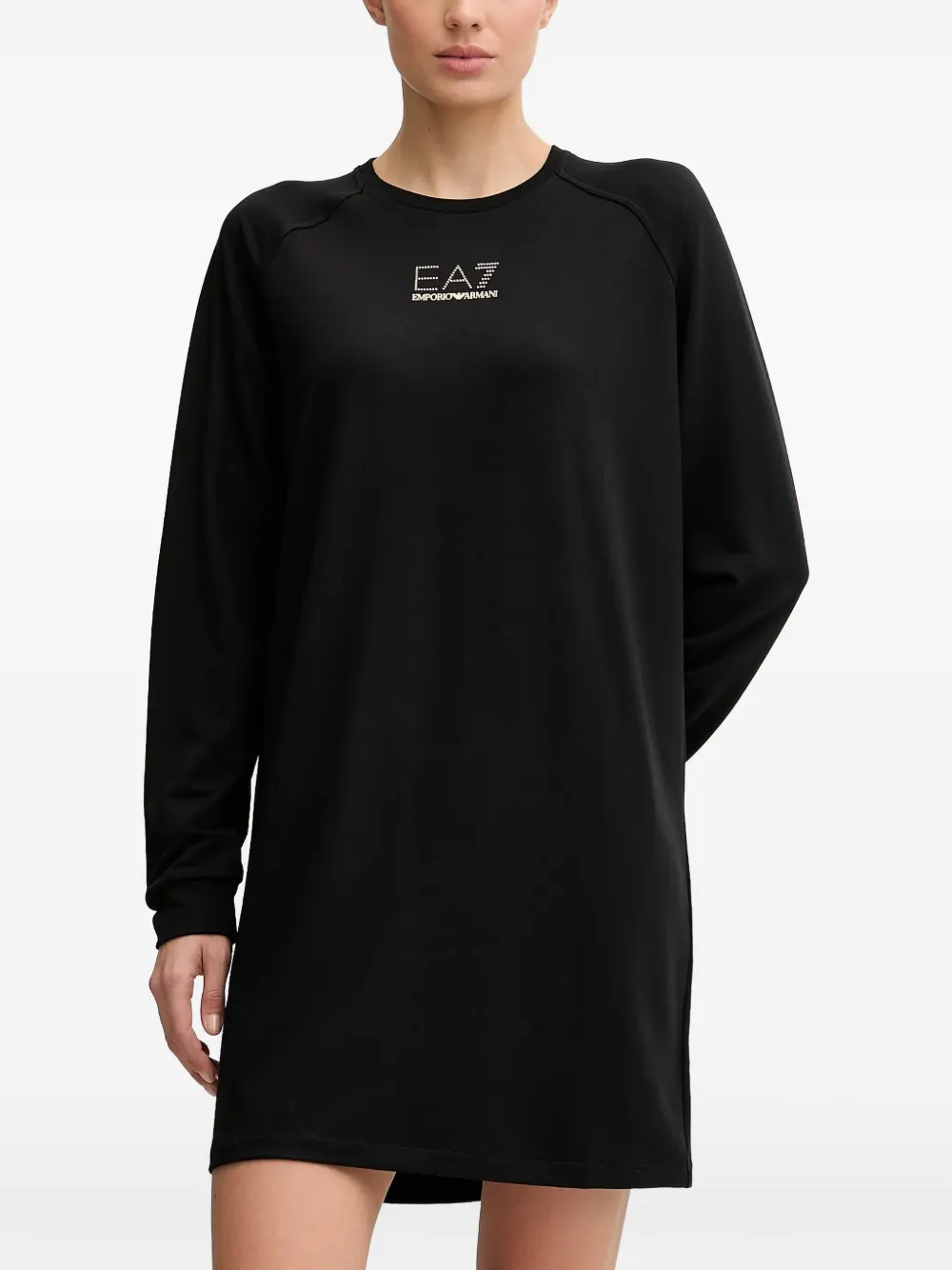 Ea7 Emporio Armani crew-neck long-sleeve logo dress - Nero