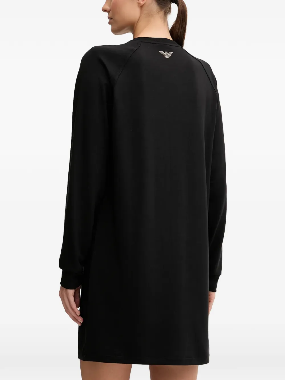Ea7 Crew-neck Long-sleeve Logo Dress In Black