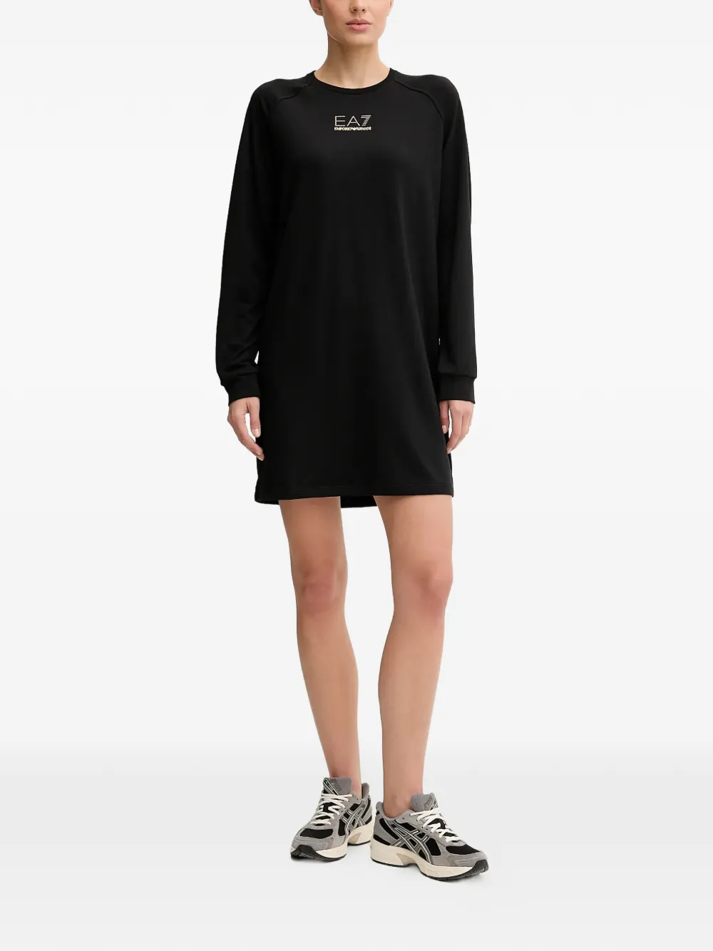 Ea7 Emporio Armani crew-neck long-sleeve logo dress - Zwart