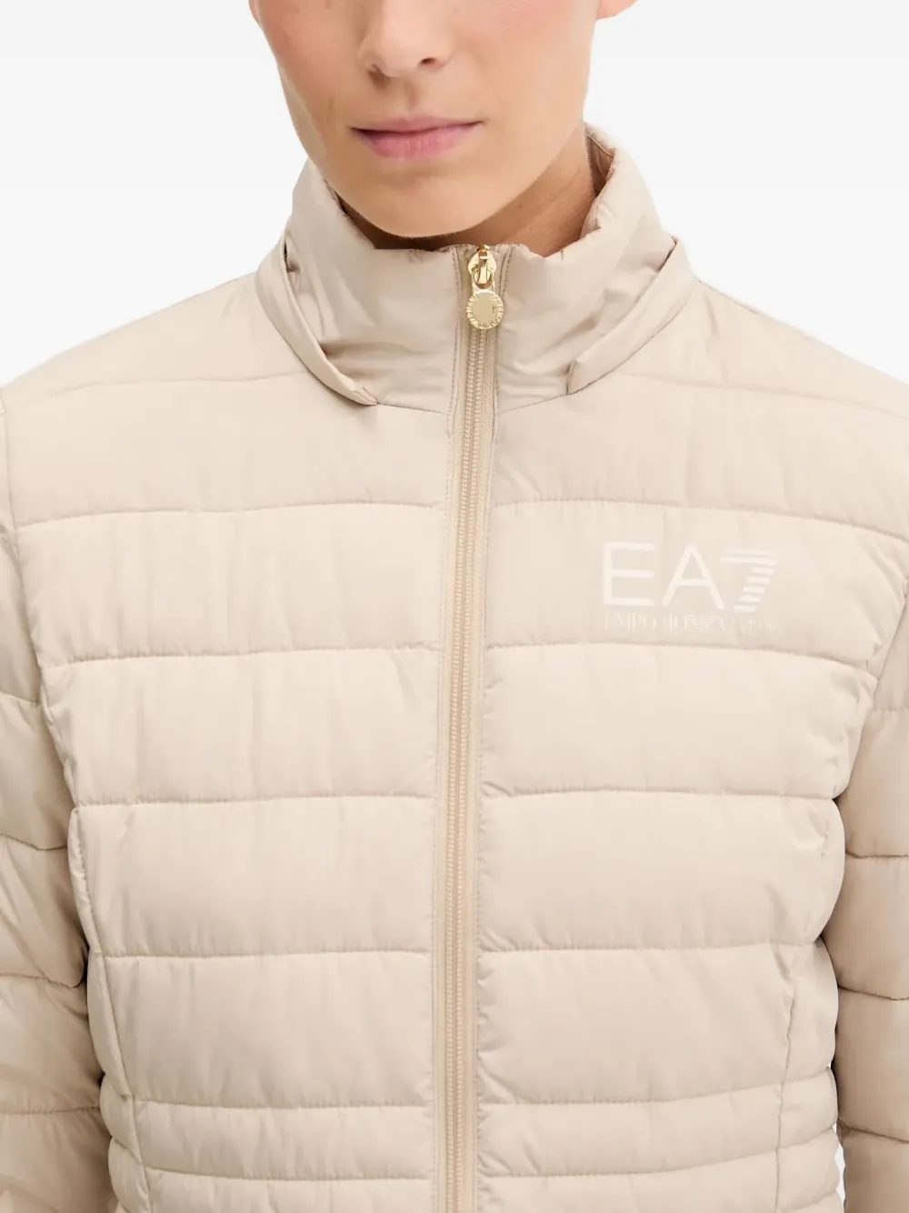 Ea7 Hooded Padded Jacket In Neutral