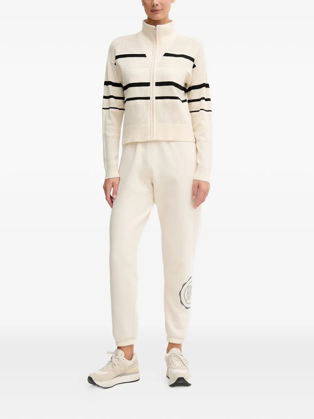 Dkny Women's Open Stitch Full Zip Stripe Jacket In Neutral
