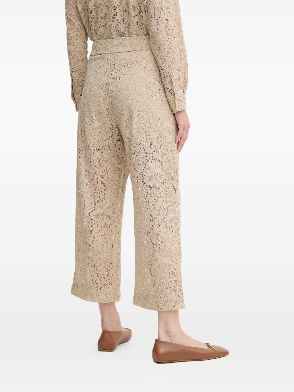 DKNY lace-detail trousers Beige