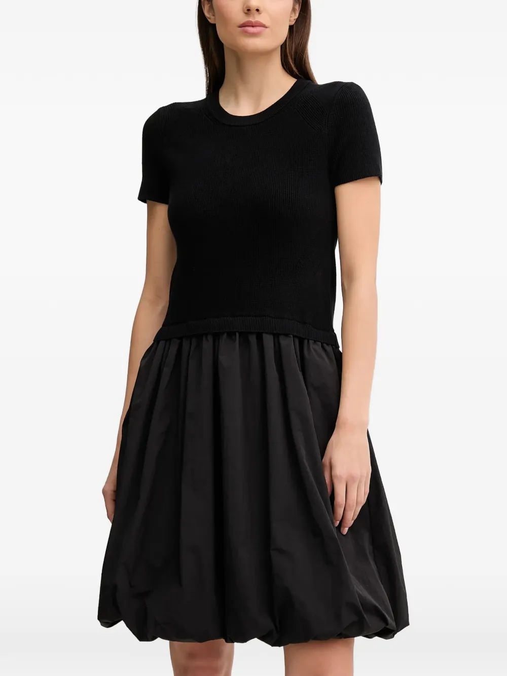 Dkny Crew-nec Short-sleeve Midi Dress In Black