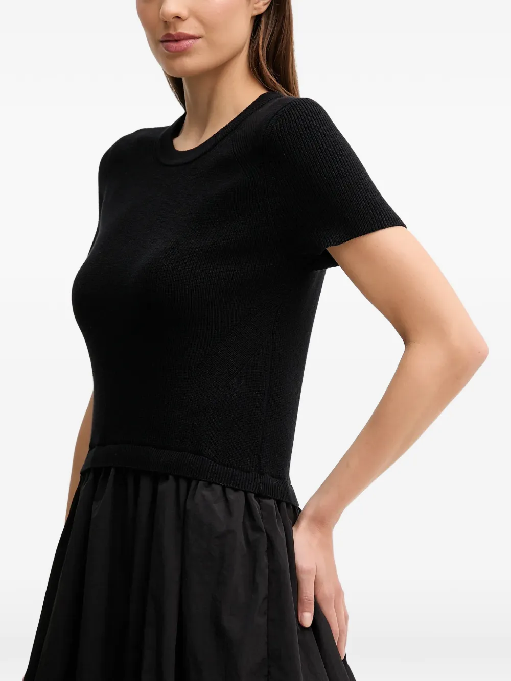 Dkny Crew-nec Short-sleeve Midi Dress In Black