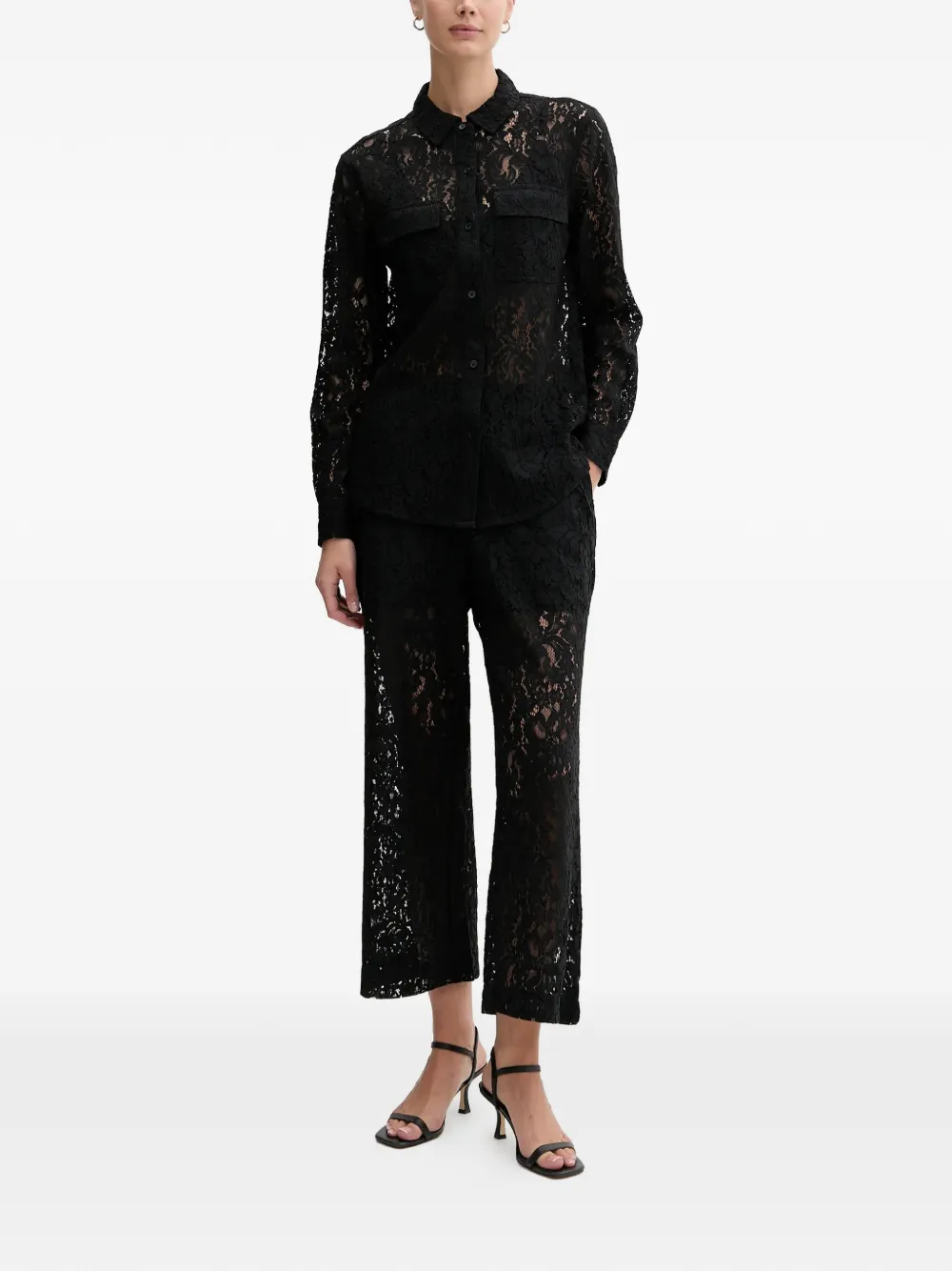 DKNY lace-detail trousers - Zwart