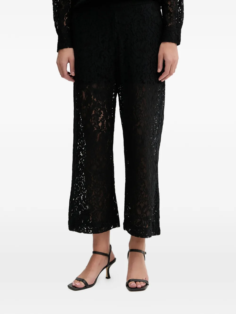 Dkny Lace-detail Trousers In Black