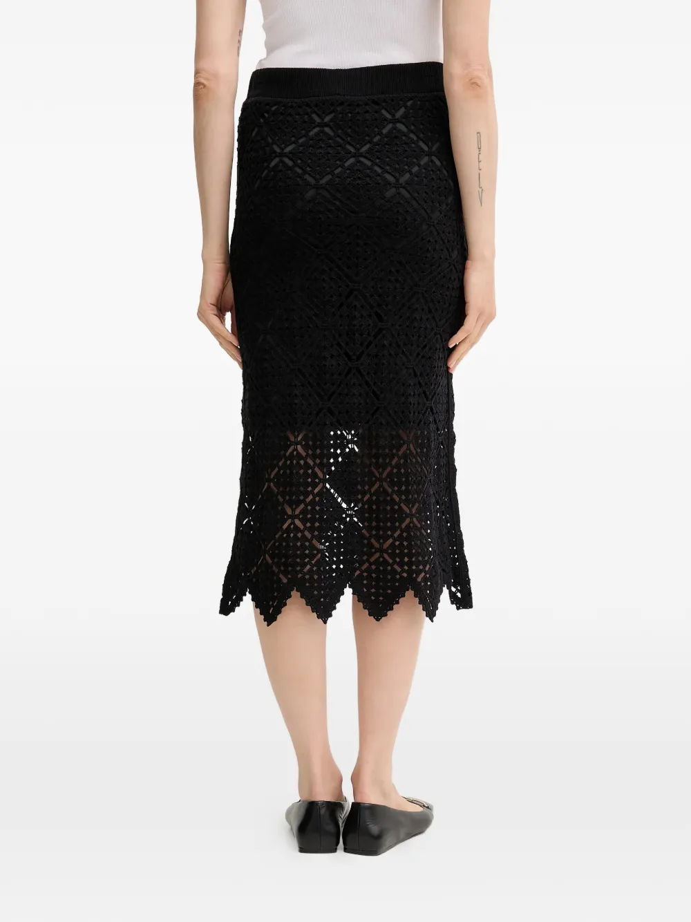 DKNY Midi-rok met elastische tailleband Zwart