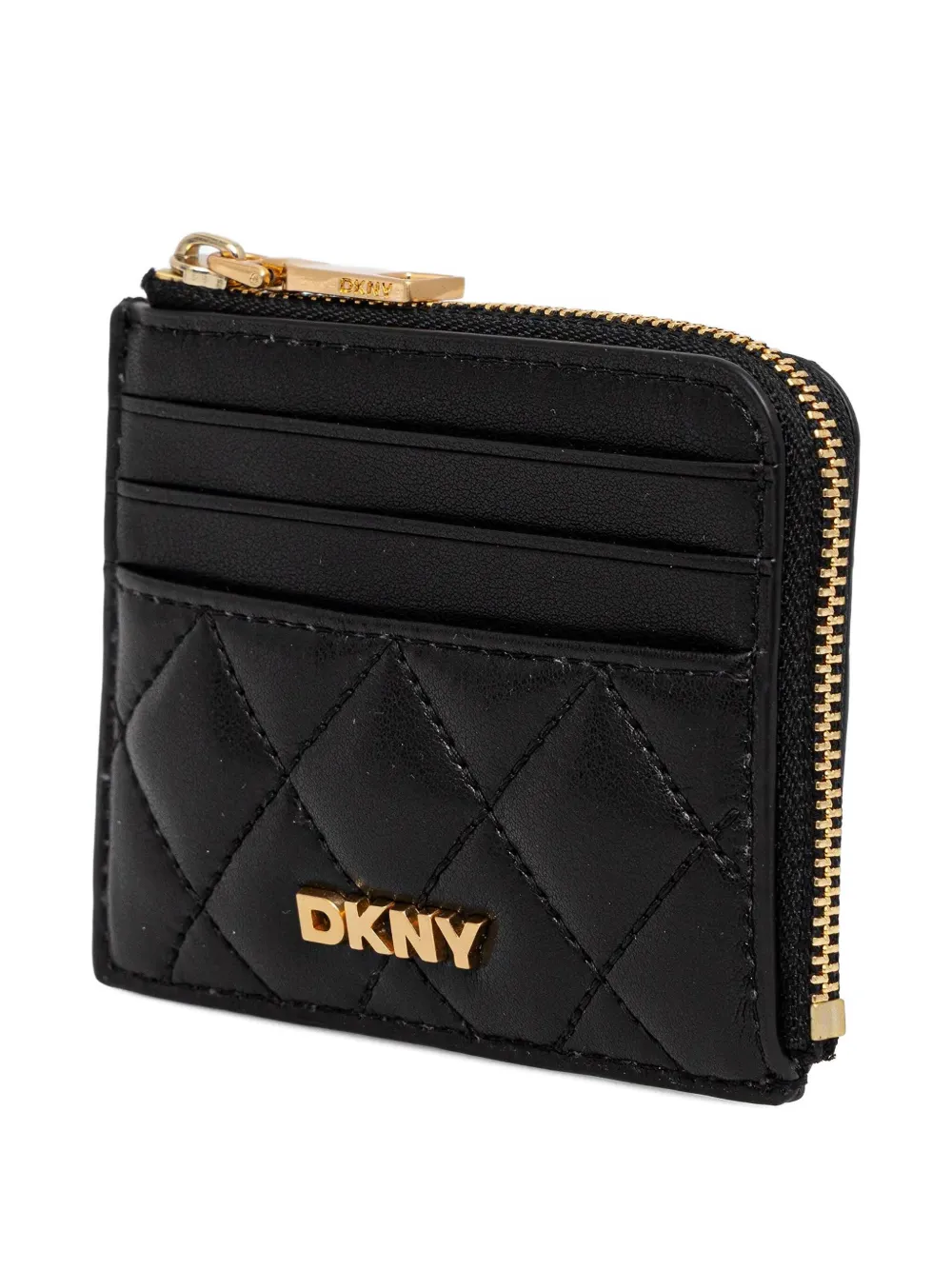 DKNY logo-lettering quilted wallet - Zwart