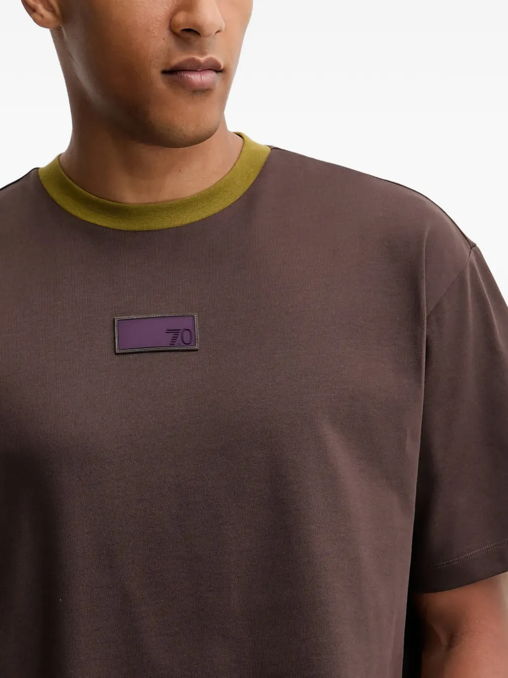Ea7 Patch-detail T-shirt In Brown