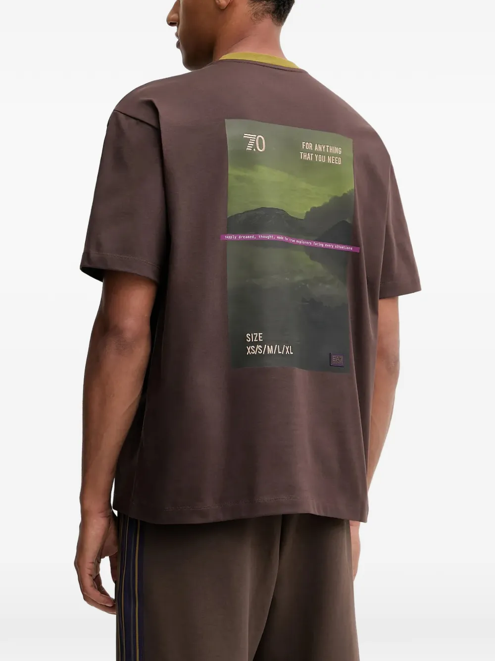 Ea7 Patch-detail T-shirt In Brown