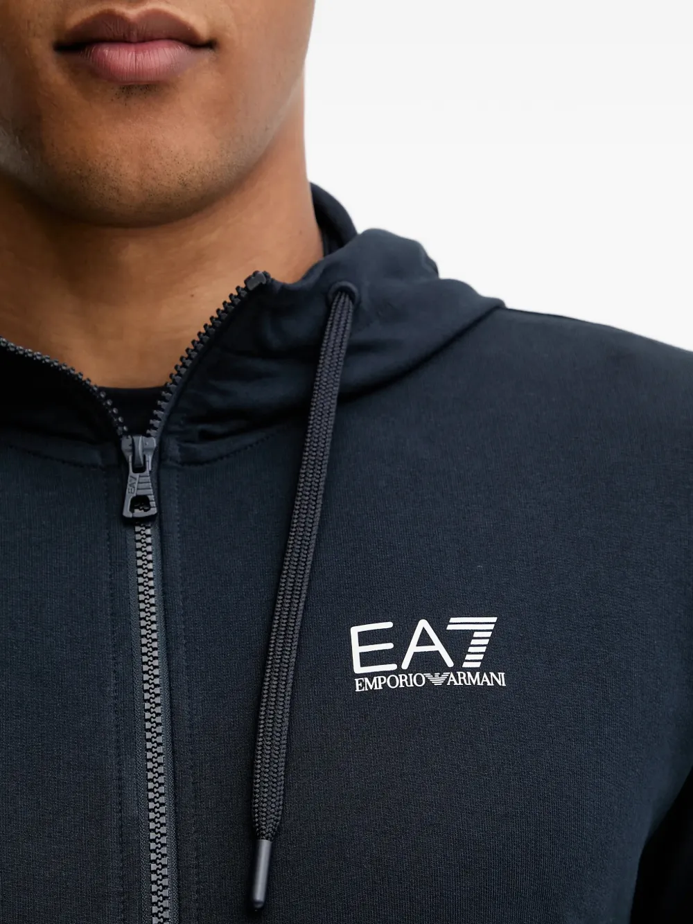 Ea7 Emporio Armani Hoodie met logoprint en rits Blauw