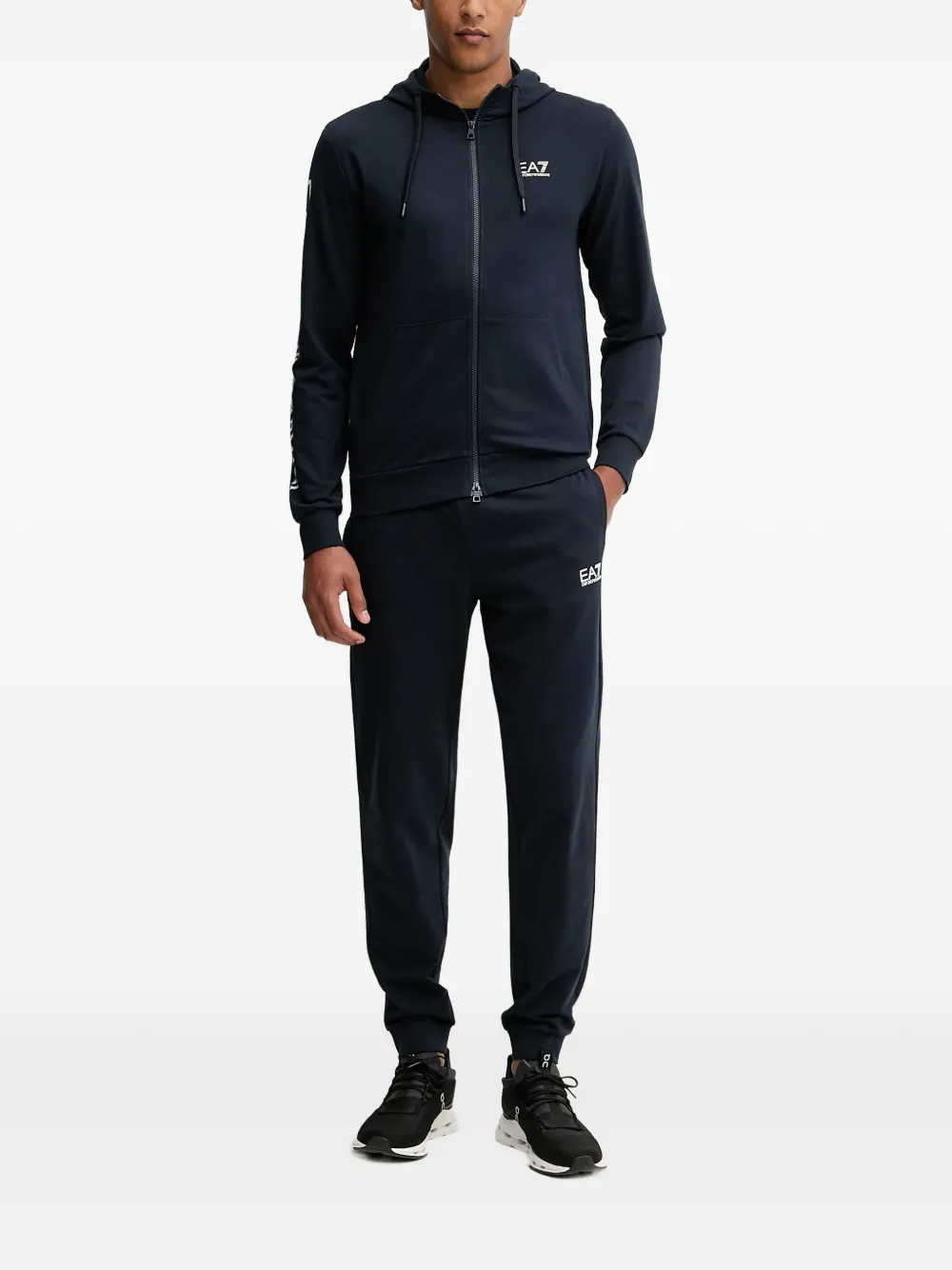 Ea7 Emporio Armani Hoodie met logoprint en rits Blauw