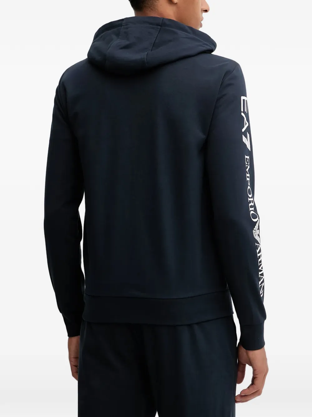 Ea7 Emporio Armani Hoodie met logoprint en rits Blauw