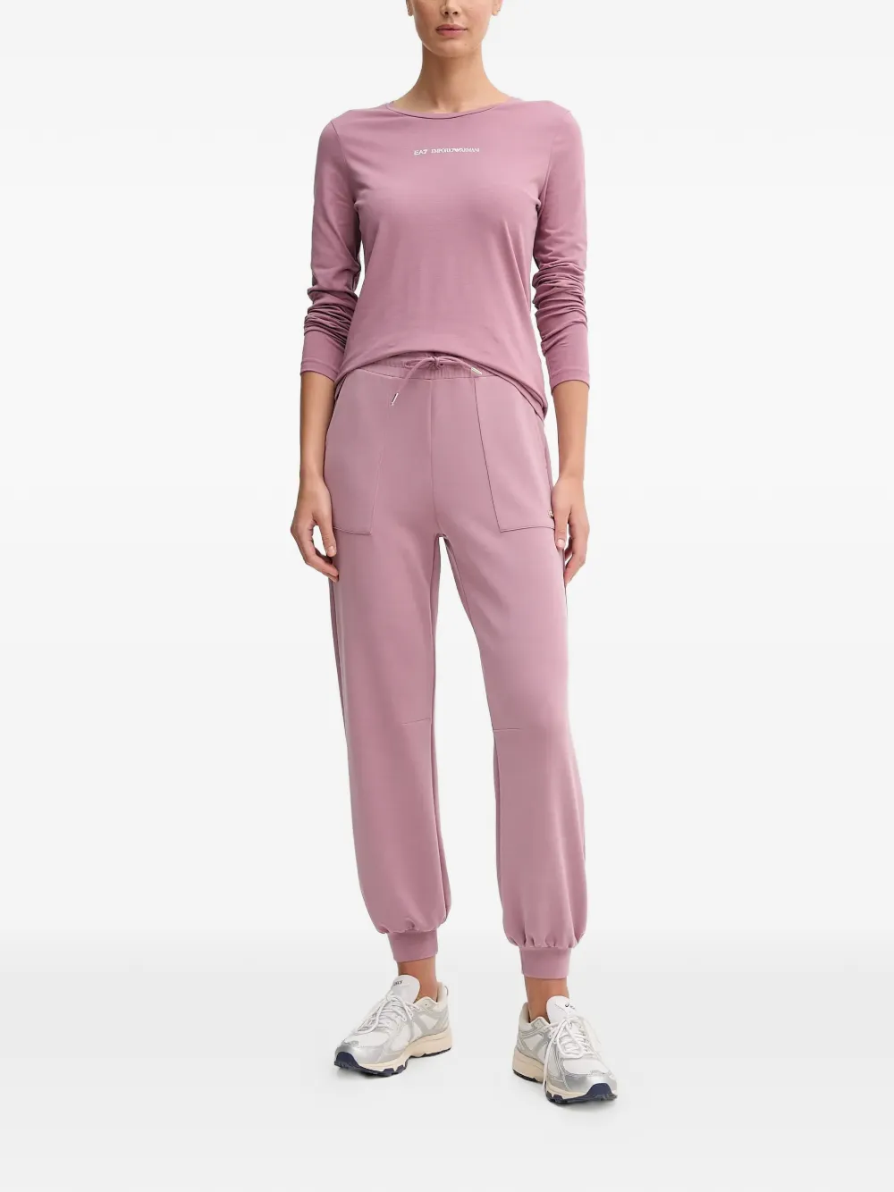 Ea7 Drawstring-fastening Track Pants In Pink