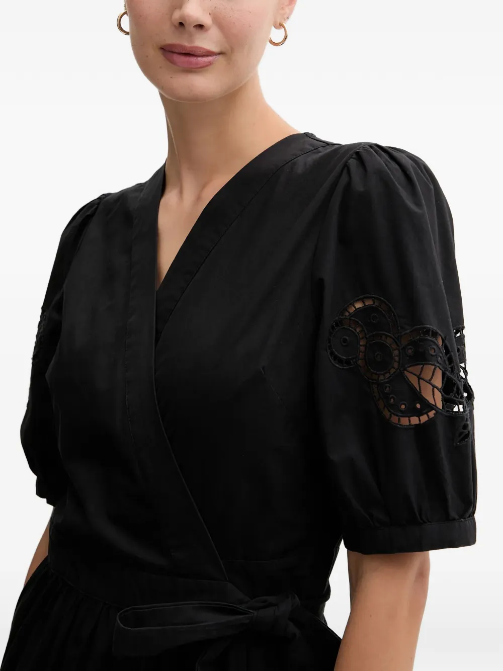 Dkny Tiered Lace-insert Midi Dress In Black