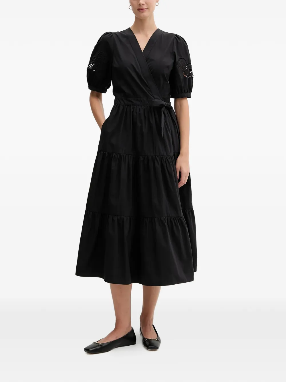 DKNY tiered lace-insert midi dress | Black | Image 1