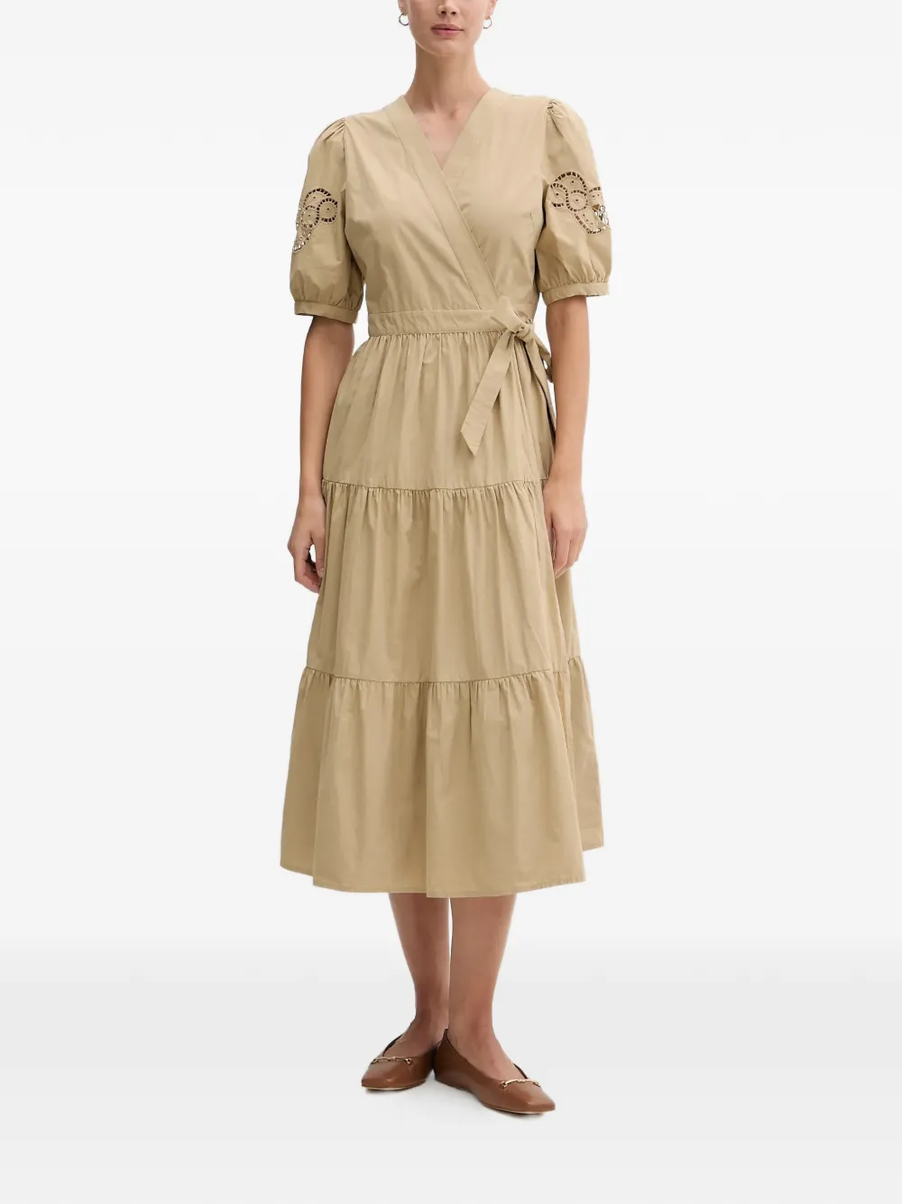 DKNY wrap-detail tiered midi dress | Neutrals | Image 1