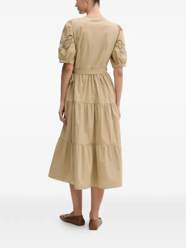 midi dkny dresses DKNY Women's Sleeveless Smocked Midi A-Line Dress in Java