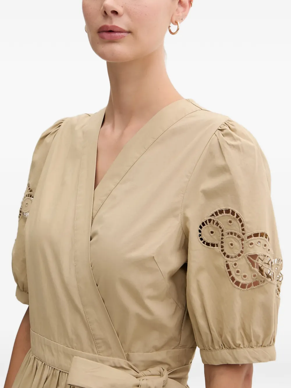 Dkny Wrap-detail Tiered Midi Dress In Neutral