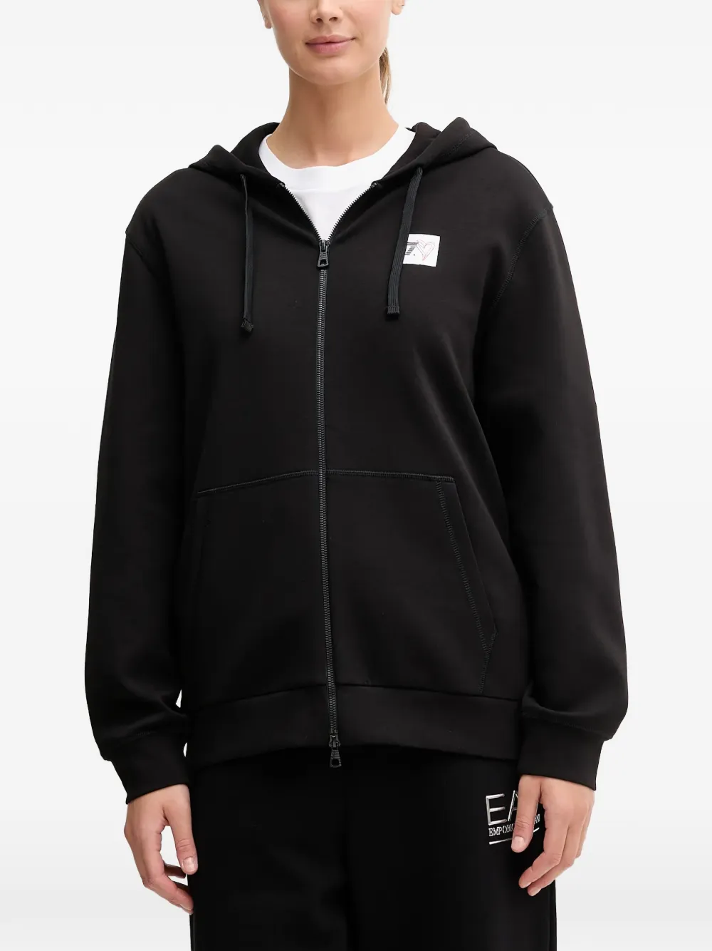 Ea7 Zip-up Long-sleeve Hoodie In Black