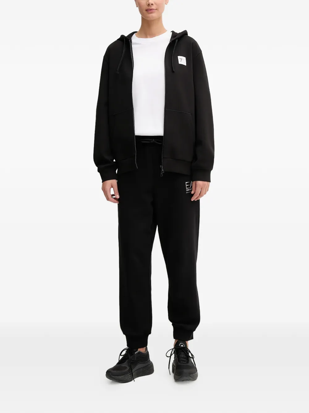 Ea7 Emporio Armani zip-up long-sleeve hoodie - Zwart