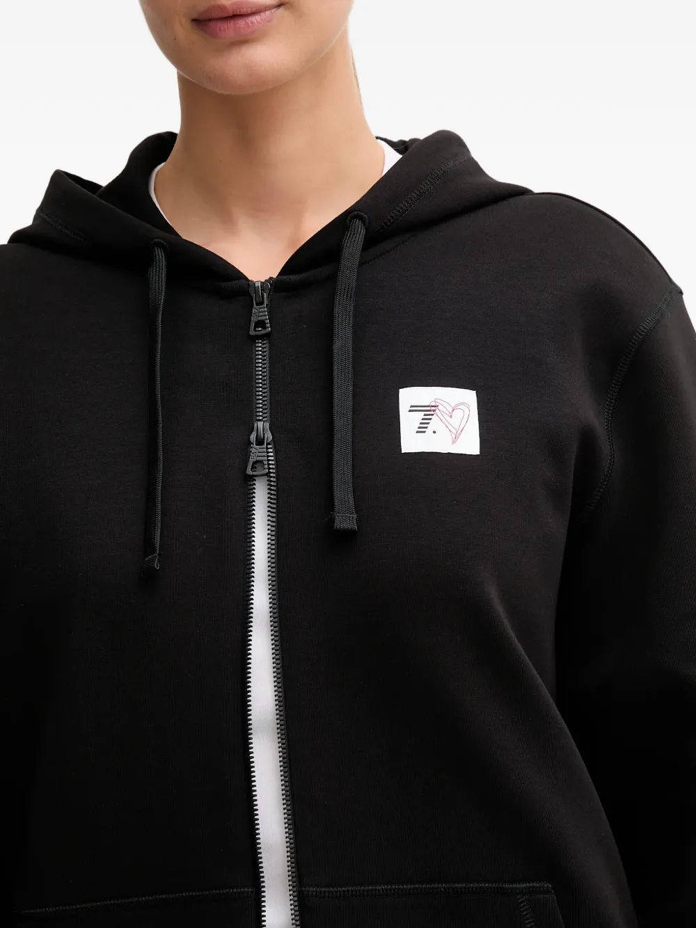 Ea7 Zip-up Long-sleeve Hoodie In Black