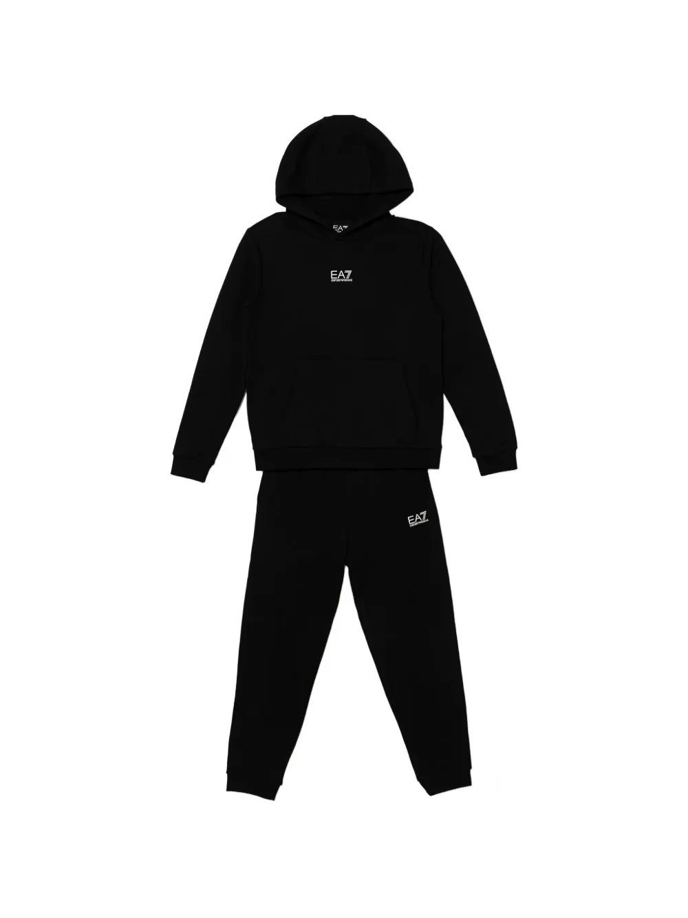 Emporio Armani Kids hooded logo-detail tracksuit set - Nero