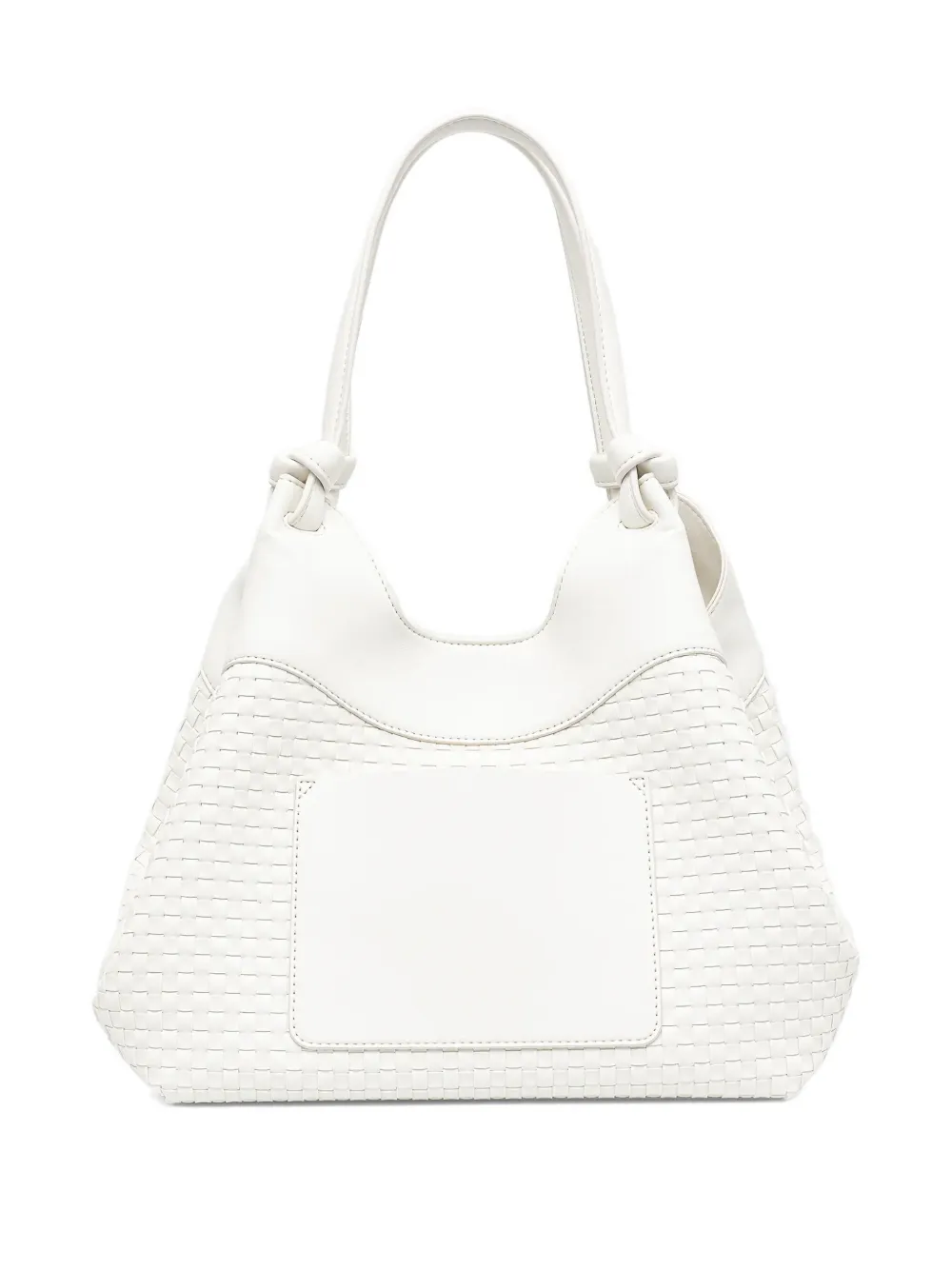 DKNY woven-detail logo-plaque tote bag - Wit